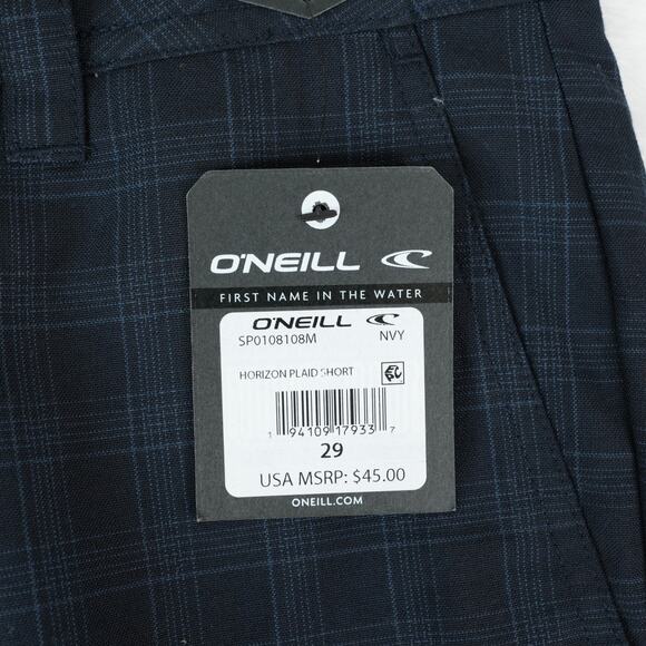 O'Neill Shorts Mens 29x11 Navy Horizon Plaid Relaxed Fit Casual Surfer Skater - Picture 5 of 11